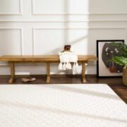Leryn Ivory Checkered Machine Woven Area Rug - Image 3