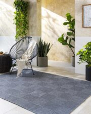 Veras Charcoal Checkered Machine Woven Outdoor Area Rug - Image 2