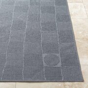 Veras Charcoal Checkered Machine Woven Outdoor Area Rug - Image 3