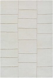 Xylia Beige Geometric Hand Tufted Wool Area Rug