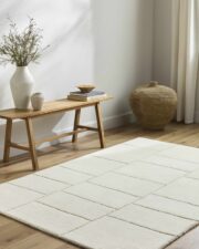Xylia Beige Geometric Hand Tufted Wool Area Rug - Image 2