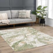 Lively Green Marble Machine Woven Polypropylene Area Rug - Image 3