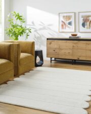 Tayte White Abstract Hand-Loomed Wool Area Rug - Image 2